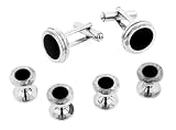 Discreet Sized Silver Plated Cufflinks And Shirt Stud Formal Set With ...