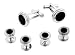Discreet sized silver plated cuflinks and shirt stud formal set with presentation box. Made in the USA