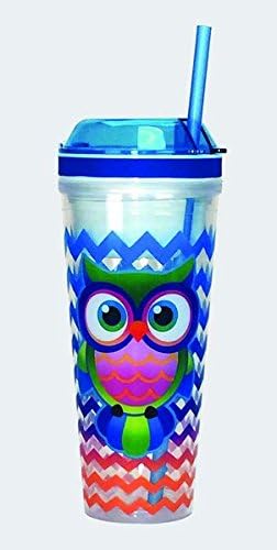 Owl Chevron Style Snack & Drink 2-in-1 Travel Tumbler Cup ~ Combo