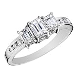 Three Stone Diamond Engagement Ring 1 Carat (ctw) in 14K White Gold