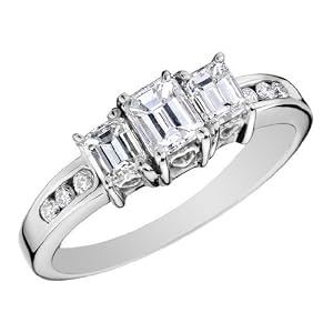 Three Stone Diamond Engagement Ring 1 Carat (ctw) in 14K White Gold