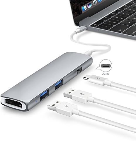 NinkBox GN22B USB-C Hub with Power Delivery 2 superspeed USB 3.0 ports,1 HDMI Port,1 USB-C Input Charging Port for MacBook 12-Inch, Aluminum Alloy Build