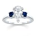 2.01 CT PEAR DIAMOND W PRINCESS BLUE SAPPHIRE RING 18K