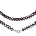 Schmuck-Pur S��wasser-Perlen-Silber-Kette schwarz 6-7mm 45cm