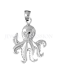 14K White Gold Octopus Pendant