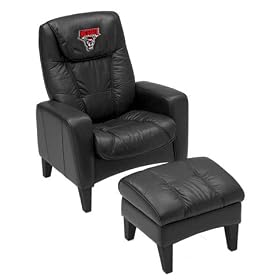 Black Leather Chair and Ottoman North Carolina State Wolfpack