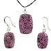 Purple Quartz Cushion Drop Pendant and Earrings title=