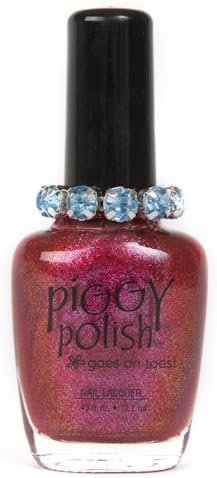 Piggy Polish Holiday Nail Lacquer, Blame It on the Mistletoe, Deep Red Glitter, Festive!