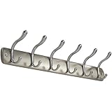 InterDesign Bruschia Wall Mount Entryway Storage Rack for Jackets, Coats, Hats, Scarves - 6 Hooks, Brushed Nickel/Chrome
