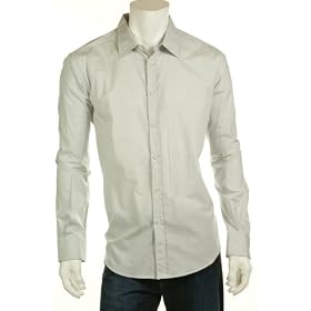Ermenegildo Zegna Gray Mini-Check Spread Collar City Fit Stretch Dress Shirt, Size 18 X 46