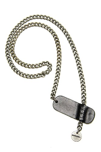 Click here to buy Diesel Black Gold Leatherchain Necklace.