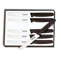 Victorinox Cutlery 6-Piece 4-1/2-Inch Wavy Edge with Round Tip Steak Knife Set, Black Po