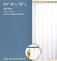 STALL size VINYL Shower Curtain Liner 54'' wide x 78'' LONG with HOOKS SET