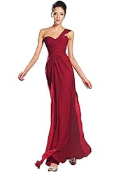 One Shoulder Chiffon Floor Length Evening Dress/Mother-of-the-Bride Dress 