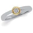 Platinum and 18K Gold Diamond Engagement Ring - 0.25 Ct.