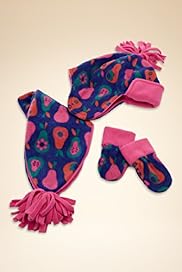 Younger Girls Fruit Print Fleece Hat Scarf Gloves Set