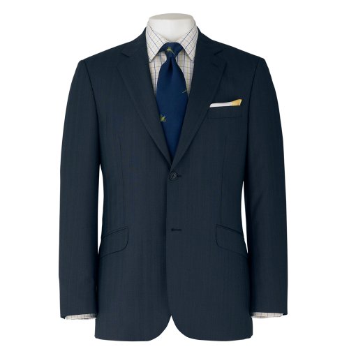 Savile Row Mens Navy Herringbone 2 Button Men's 