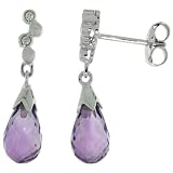 10k White Gold Bubbles and Amethyst Earrings, w  0.03 Carat Brilliant Cut Diamonds, 7 8 in. (22mm)...