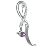 Purple Rhinestone Amethyst Diamond Simulated Ribbon Pin Brooch