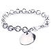 Sterling Silver Rolo Link Round Charm Bracelet - 8