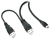 Nexons USB 2.0 Cable - Dual Power, 2 x Type A to mini B 5 pin