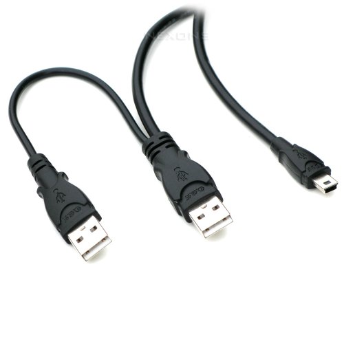 Nexons USB 2.0 Cable - Dual Power - 2 x Type A to Mini-B 5 Pin