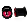 Black Acrylic Single Flare Plug - Broken Heart Logo - 00g - Sold as a Pair