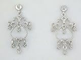 14K White Gold Chandelier Earrings With Diamond Accents