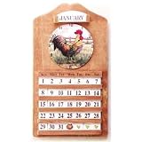Rooster Perpetual Calendar and Clock