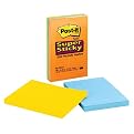 3M 660-3SSAN 3M Post-it Super Sticky Notes, 4 x 6, Three Neon Colors, Three 90-Sheet Pads/Pck
