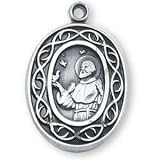 Sterling Silver Crown of Thorns St Francis of Assisi Medal and 18-inch Chain