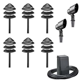 Malibu LT13978T Low Voltage Garden Light Kit with Six 7-Watt Metal Tier Lights and Two 20-Watt Metal Floodlights