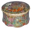 Chinese Rose Medallion porcelain box - round, hand painted