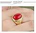 OPK Jewelry Vintage Red/Black/Green Oval Agate 18k Gold Plated Mens Ring Luxury Mens Gold Jewelry, Adjustable