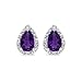 14k White Gold Pear Amethyst And Diamond Earrings title=