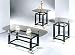 Glass Coffee Tables | Black Glass Coffee Tables | Glass Tables - 3-Piece Pack 2" Tube Black Finish Horn Coffee/End Table Set we/ Smoky Glass By Acm Furniture