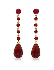 14k Solid Gold Natural Ruby Drop Dangle Earrings