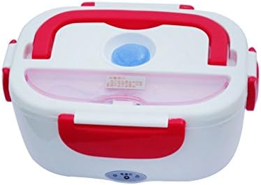 LeeQueen 110V/1.2 Litre Car Plug Heating Lunch Box Multifunction Electronic Heated Lunch Bento Box Removable Food Warmer Container US Plug (Rose Red)