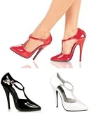 DOMINA-415, 6' T-Strap D'Orasay Style Pump in 3 Colors and Large Sizes - 5-16, by Pleaser USA