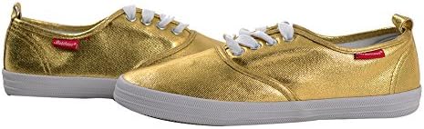 Babihaus Women's Coated Canvas Flat Casual Lace-up Shoe Golden US 7.5