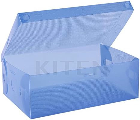 10X Transparent Clear Plastic Shoe Boot Box Stackable Foldable Storage Organizer Color:Blue