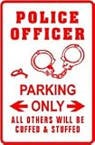 POLICE PARKING sign * street officer badge