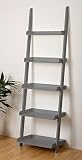 eHemco 5 Tier Leaning Wall Book Shelf in Grey 21-5/8