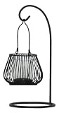 Metal Lantern with Inserted Glass Cylinder on Stand 10.5"H Set of Two