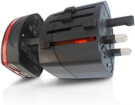 World Travel Adapter 2 With Dual USB Charger. Swiss Designed For Safety And Quality. Charge iPads, iPhones, iPods, Blackberrys And Other USB Devices I