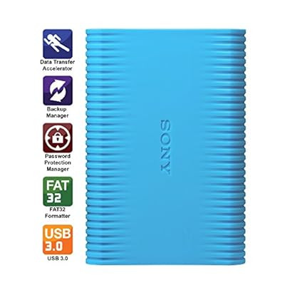Sony HD-SP1 Shock-proof 1 TB External Hard Drive with Backup Manager (Blue)