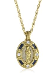 The Vatican Library Collection Blue Enamel Mary Pendant Necklace