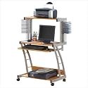 Computer Desk on Wheels, Wood Finish w/ CPU stand