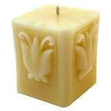 Sculpted Lotus blossom Square Decorative Hand-made Unscented Candle Lamp - Small - 3.5"x4" - 0.75 KGM - C715