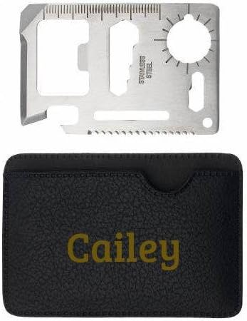 Multipurpose survival pocket tool with engraved holder with name: Cailey (first name/surname/nickname)